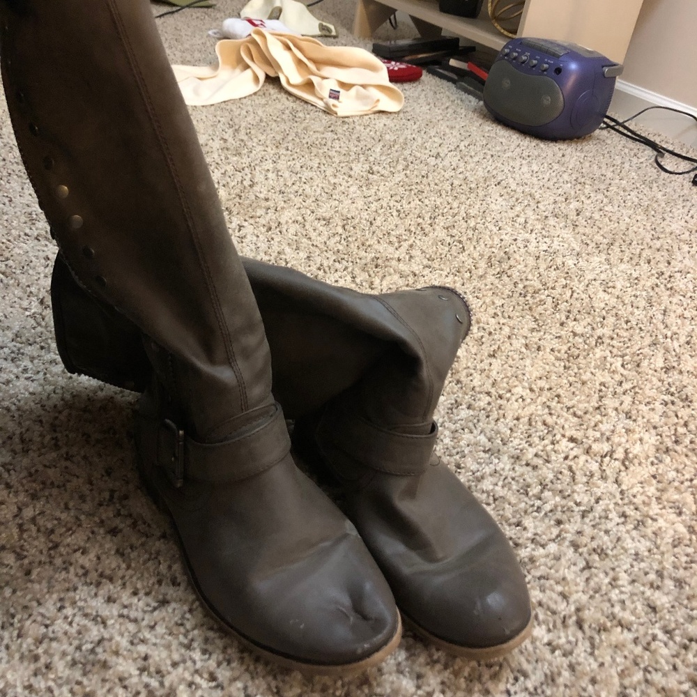 Knee high grey boots